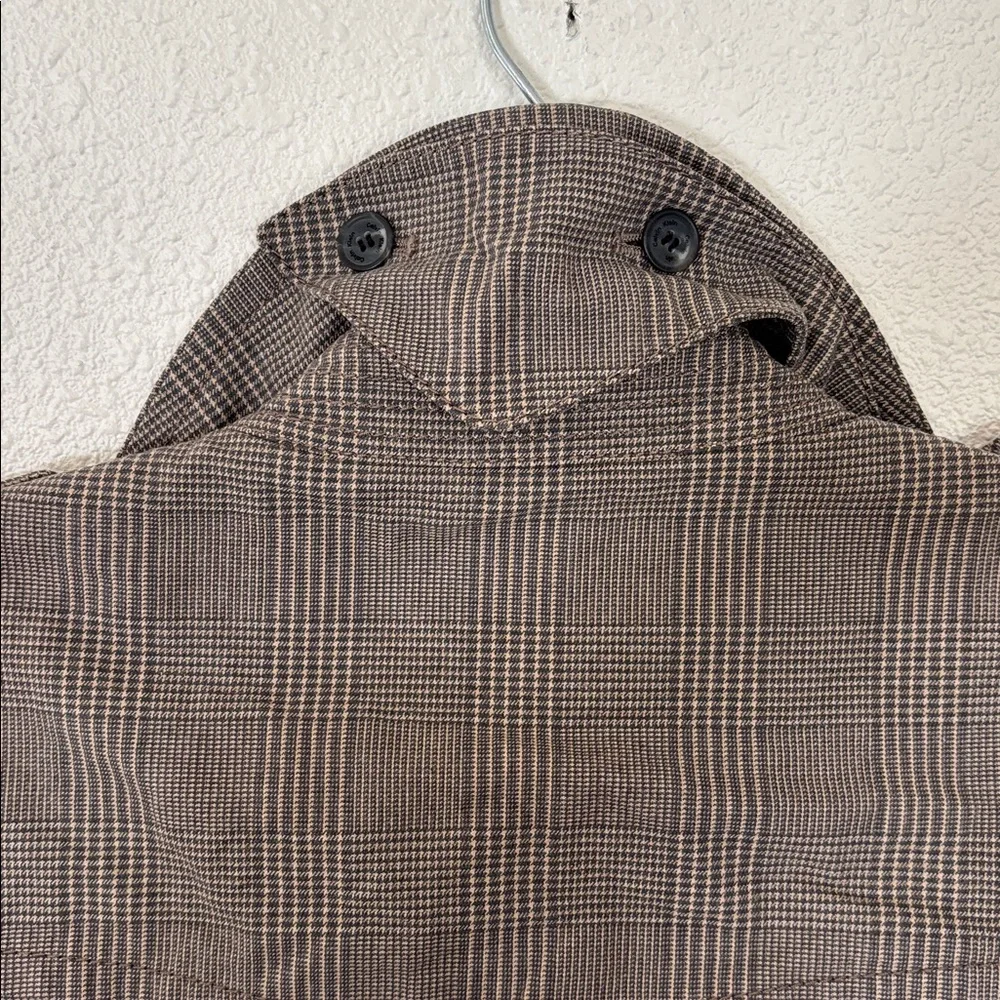 90s dogtooth‎ Trench Coat